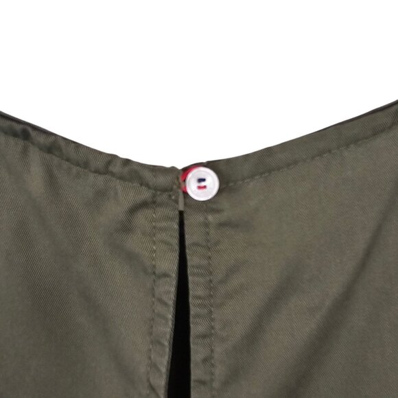 Cottagecore Boho Simple Fit Flare Olive Green Short Dress Summer TommyHilfiger 2 - Picture 6 of 12